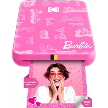 KODAK Step Slim Barbie direktutskrift fotoskrivare - Bluetooth 5.0, ZINK Zero Ink-teknik, 2x3 tums utskrifter, Barbie Pink