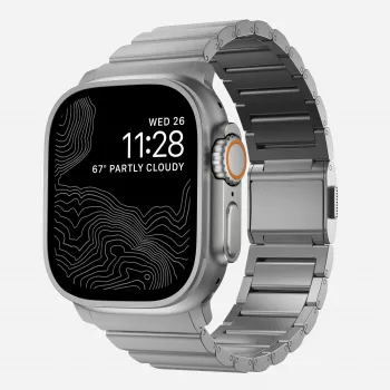 NOMAD Titanium Band V3 - Natural Titanium borstat metallarmband för Apple Watch 46mm/49mm