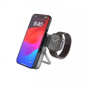 Fixed MagZen5 ställ med inbyggd Apple Watch- och MagSafe-laddare, 5000 mAh grå