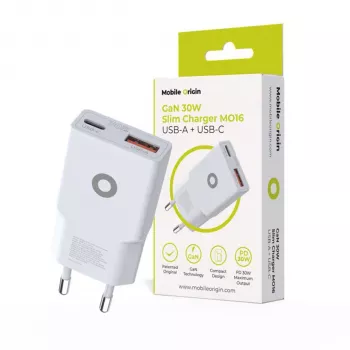 Mobile Origin 30W Slim-laddare TÜV MO16 USB-A + USB-C