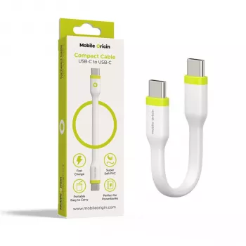 Mobile Origin Compact-kabel USB-C till USB-C vit 10 cm
