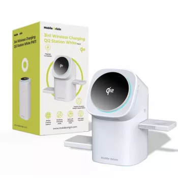 Mobile Origin 3in1 trådlös Qi2-laddningsstation PW11 vit