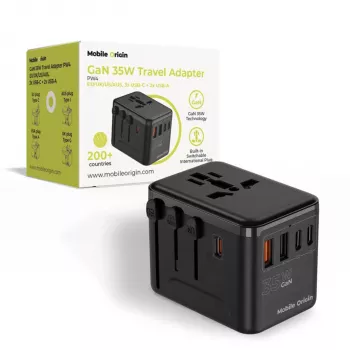 Mobile Origin 35W reseadapter GaN PW4 EU/UK/US/AUS 3C+2A