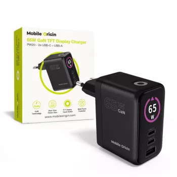Mobile Origin 65W GaN-laddare PW20 2x USB-C + USB-A