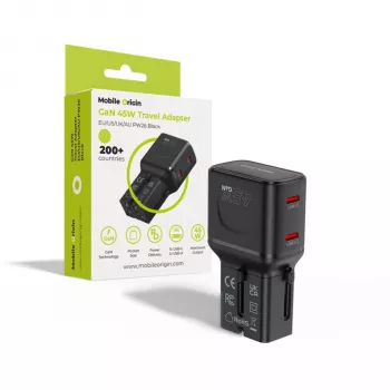 Mobile Origin 45W reseadapter EU/US/UK/AU PW26, svart