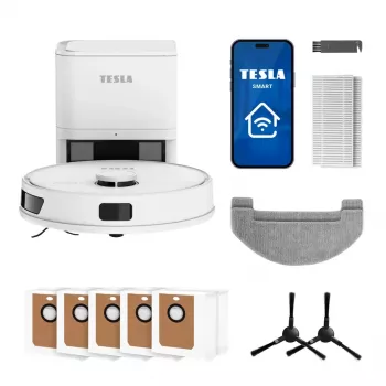 Tesla RoboStar iQ660 Plus dammsugerrobot med LiDAR-navigering, moppfunktion och laddstation, vit