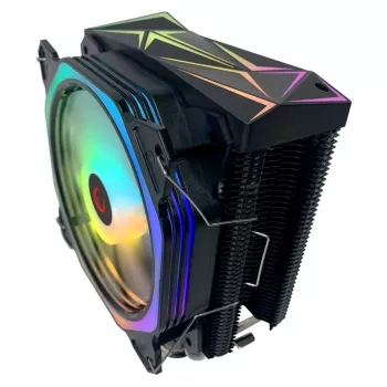 Rampage Octagon C50 CPU-luftkylare, 120mm PWM-fläkt, 1800 RPM, ARGB, Intel LGA 1700/1200/115X, AMD AM5/AM4/AM3+, 4 värmeledningsrör, upp till 180W TDP