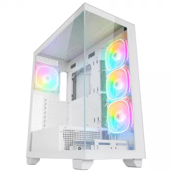 Rampage Hydra V1 mid tower-datorchassi, vit, 4x 120 mm ARGB-fläktar, USB-C/USB-A, ARGB-hubb, härdat glas