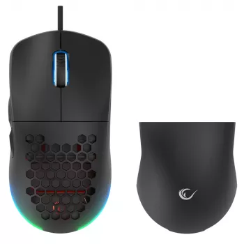 Rampage BLINK trådbunden USB-spelmöss, 12800 DPI, RGB, optisk sensor, svart