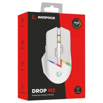 Rampage Drop M3 V2 trådlös spelmöss 24000 DPI 1000 Hz vit