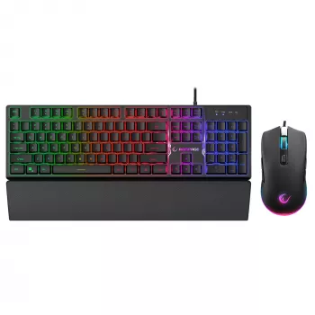 Rampage Fortuna spelpaket med tangentbord, mus och musmatta, 12800 DPI, svart