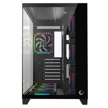 RAMPAGE SEALITE-BLACK Mid-Tower PC-chassi med härdat glas, 7x ARGB PWM-fläktar, svart