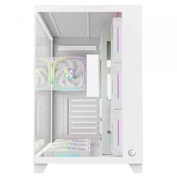 RAMPAGE SEALITE-WHITE Mid-Tower PC-chassi med härdat glas, 7x ARGB PWM-fläktar, vit