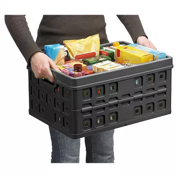 Helit ihopfällbar box Square H6180295 46L hopfällbar förvaringsbox grå/svart