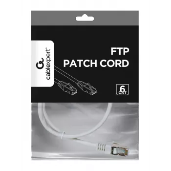 Gembird Cablexpert FTP Cat.6 patchkabel, RJ45-kontakt – RJ45-kontakt, folieskärmad, 0,5 m, vit (PP6-0.5M/W)