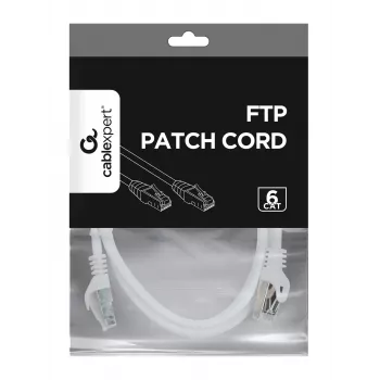 Gembird Cablexpert FTP Cat.6 patchkabel, RJ45-kontakt – RJ45-kontakt, folieskärmad, 1 m, vit (PP6-1M/W)