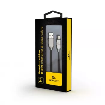 Gembird USB-A till Lightning-kabel 2 m svart Premium Rubber