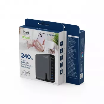 Gembird TA-UC-2A4C-PD240-01-BK 6-ports USB-laddare 240W GaN svart