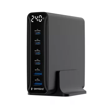 Gembird TA-UC-2A4C-PD240-01-BK 6-ports USB-laddare 240W GaN svart
