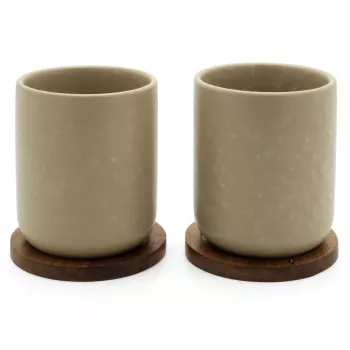 Bredemeijer Umea tekoppsset 2x 200ml beige med fat 142025