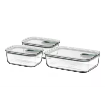 MEPAL EasyClip förvaringsburksset, Nordic Green, 3 delar (2x 0,7 L, 1x 1,5 L)