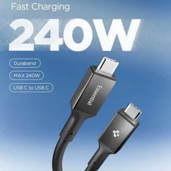 SPIGEN EB24012CC Essential USB-C till USB-C-kabel 240W 120 cm svart