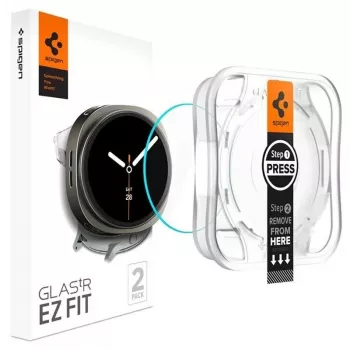 Spigen GLAS.tR EZ Fit skärmskyddsglas för Samsung Galaxy Watch 8 / Watch 9 (40 mm), 2 st (AGL09874)