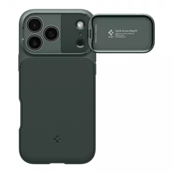 Spigen Optik Armor MagFit skal för iPhone 17 Pro Max, MagSafe-kompatibel, Abyss Green (ACS09901)
