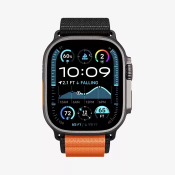 Spigen WBF1 armband för Apple Watch 8 / 9 / 10 / 11 / SE / Ultra (44 / 45 / 46 / 49 mm) svart/orange