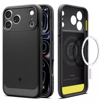Spigen Rugged Armor Mag MagSafe skal för iPhone 17 Pro, svart