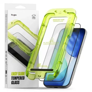 Ringke Easy Slide härdat glasskärmskydd 2-pack för Apple iPhone 17 - svart