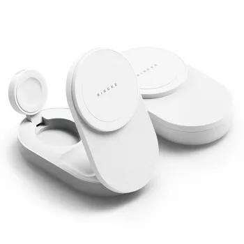 RINGKE 3-i-1 Magnetic MagSafe trådlös vikbar laddare 25W Qi2 vit
