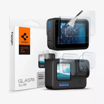 Spigen Glas.TR Slim + Film 2-set skärm- och linsskyddssats för GoPro Hero 12/11/10/9 (2 set)