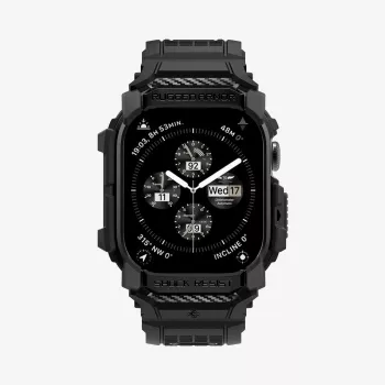 SPIGEN Rugged Armor Pro Apple Watch 10/11 (42 mm) mattsvart skal med integrerat armband