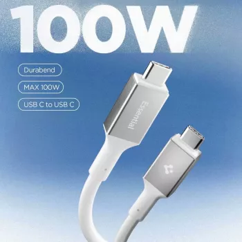 SPIGEN EB10020CC Essential USB-C till USB-C-kabel 100W 2 m vit