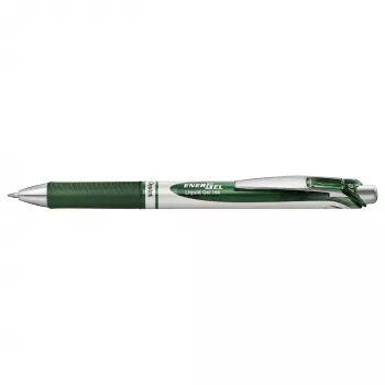 Pentel Energel BL77 klickbar gelpenna - grönt bläck - grönt skaft - silverdetaljer - 0,7 mm - medium spets - vattenbaserad - enstaka penna