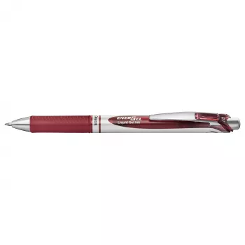 Pentel Energel BL77 retractable gelpenna – vinrött bläck – 0,7 mm – silverklämma – rund kropp