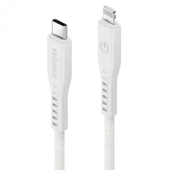 ENERGEA Flow USB-C till Lightning-kabel 1,5 m vit 60W 3A PD snabbladdning MFi