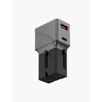 ENERGEA TravelWorld 1A1C 25W Universell reseadapter Gunmetal