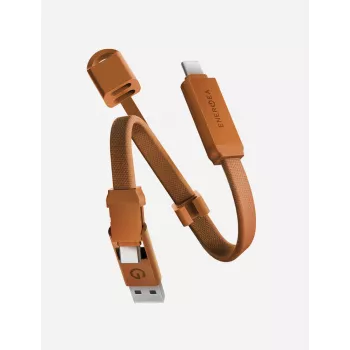 ENERGEA Sheath Key 2-i-1 USB-C till USB-C/USB-A-kabel 15cm orange