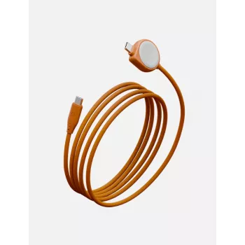 ENERGEA Flow Duo Watch 2-i-1 USB-C till USB-C + Apple Watch-laddare 480Mbps 60W 1,5m orange