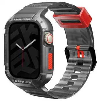Skinarma Saido 2-i-1 Armband & Fodral för Apple Watch 45/44mm - Smoke