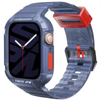 Skinarma Saido 2-i-1-fodral med integrerat armband för Apple Watch 45/44 mm mörkblå