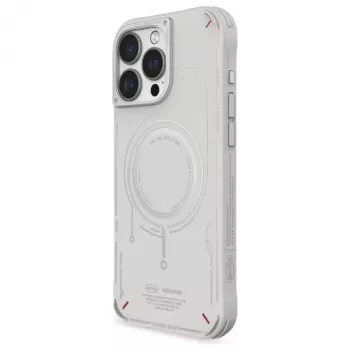 SKINARMA Mecha fodral för iPhone 16 Pro 6,3 inch, magnetisk laddning, ljusgrå