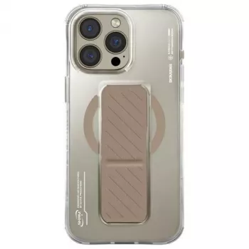 Skinarma Axon Case för iPhone 16 Pro Max 6,9 inch, magnetisk laddning + greppstativ, champagne