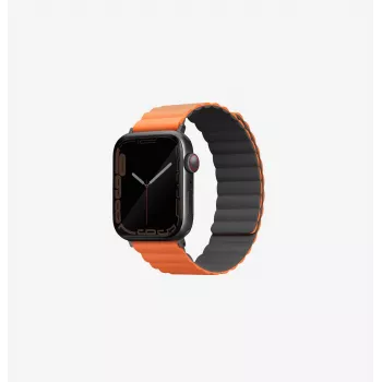 UNIQ Revix Reversibelt magnetarmband för Apple Watch Series 1/2/3/4/5/6/7/8/9/SE/SE2/SE3/Ultra/Ultra 2/Ultra 3 42/44/45/49mm - grå/orange