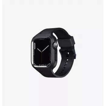 UNIQ Monos 2in1 Apple Watch-armband med skal för Series 4/5/6/7/8/9/SE/SE2/SE3 44/45 mm midnight black