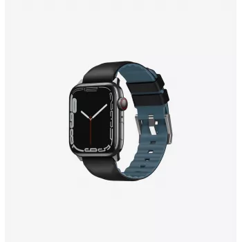 UNIQ Linus Apple Watch-armband Serie 1/2/3/4/5/6/7/8/9/SE/SE2/SE3 38/40/41mm Airosoft silikon midnattsvart
