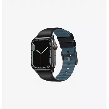 UNIQ Linus Apple Watch-armband Serie 1/2/3/4/5/6/7/8/9/SE/SE2/SE3/Ultra/Ultra 2/Ultra 3 42/44/45/49mm Airosoft silikon midnattsvart