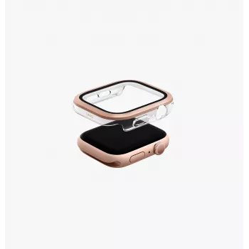 UNIQ Voute skyddsskal med skärmskyddsfilm för Apple Watch Series 10/11 46 mm, härdat glas, roséguld
